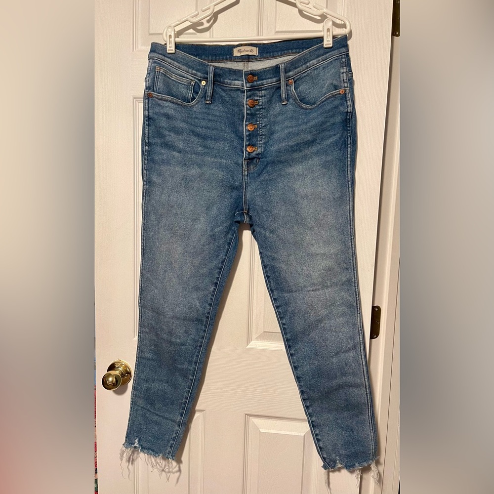 Madewell 10" High-Rise Skinny Jeans Raw Hem Button Fly Size 33